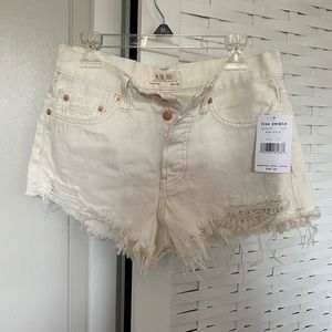 free people white denim cutoffs